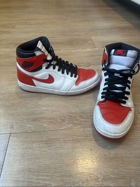 Nike White, Red & Black High-Top Basketball Sneakers
